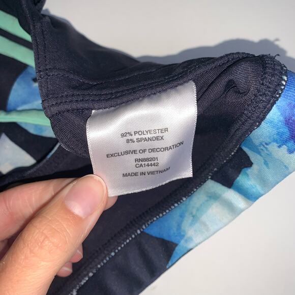 MPG Sport Navy Multicolor Sports Bra Turquoise Criss-Cross Straps Size Small - Picture 5 of 10